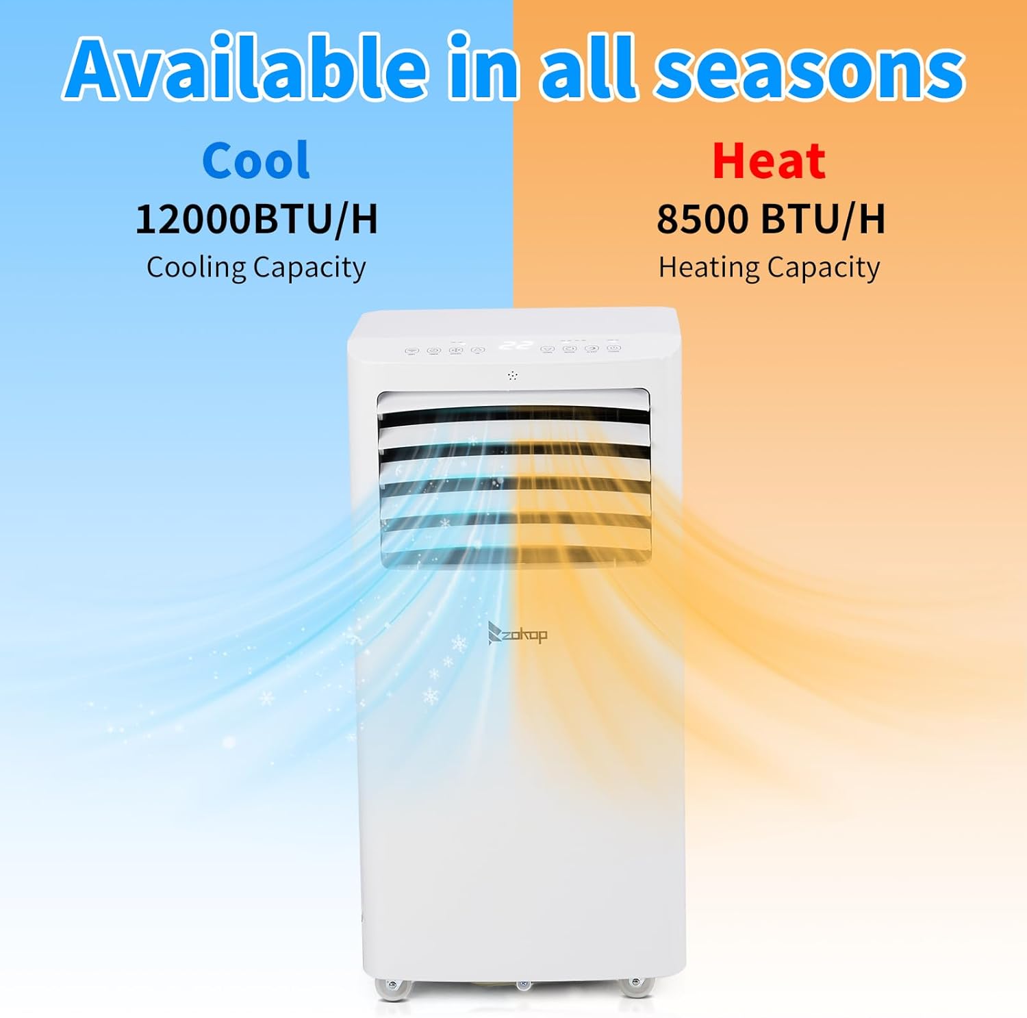 12000 BTU Portable Air Conditioner with Heating, Dehumidifier, WiFi & Remote Control