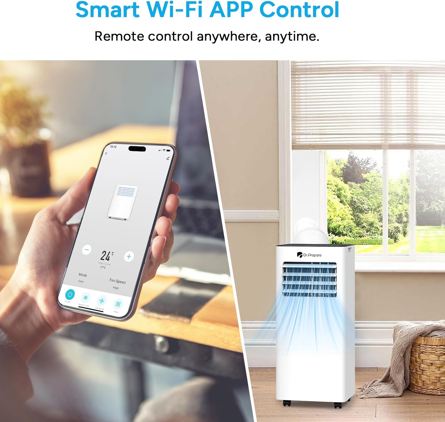 9000 BTU Portable Air Conditioner with WiFi, Dehumidifier & Fan Function