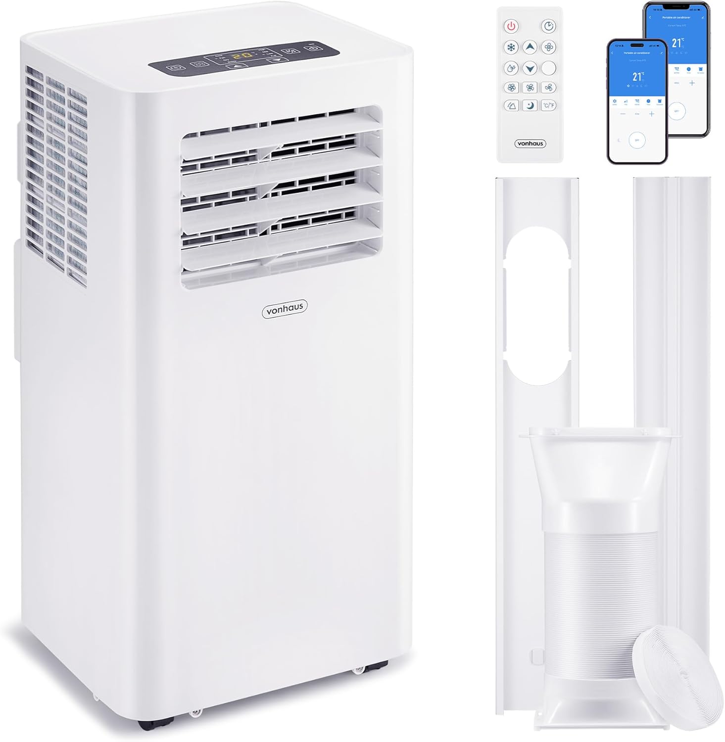 12000 BTU Portable Air Conditioner with WiFi, Dehumidifier, Sleep Mode & Remote Control