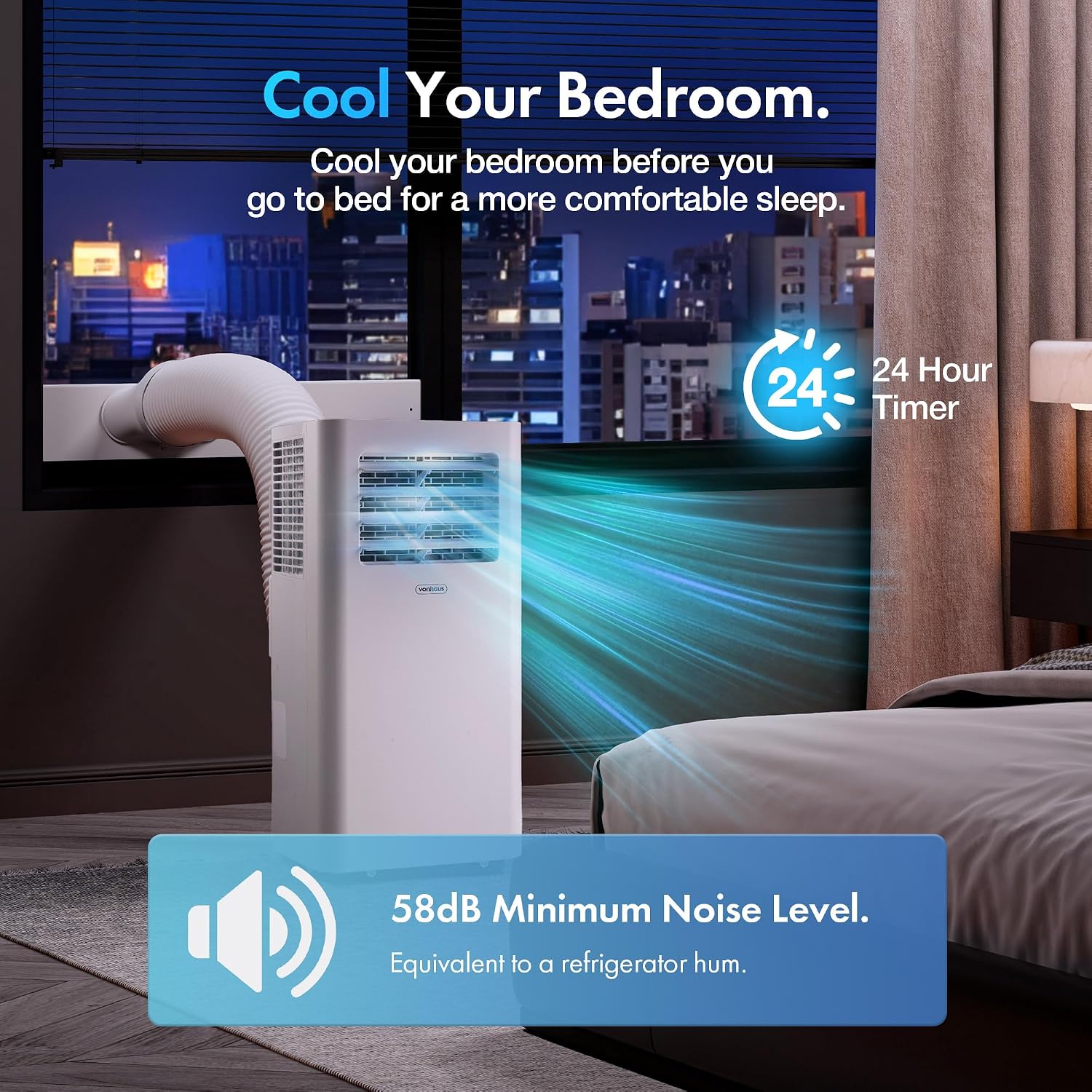 12000 BTU Portable Air Conditioner with WiFi, Dehumidifier, Sleep Mode & Remote Control