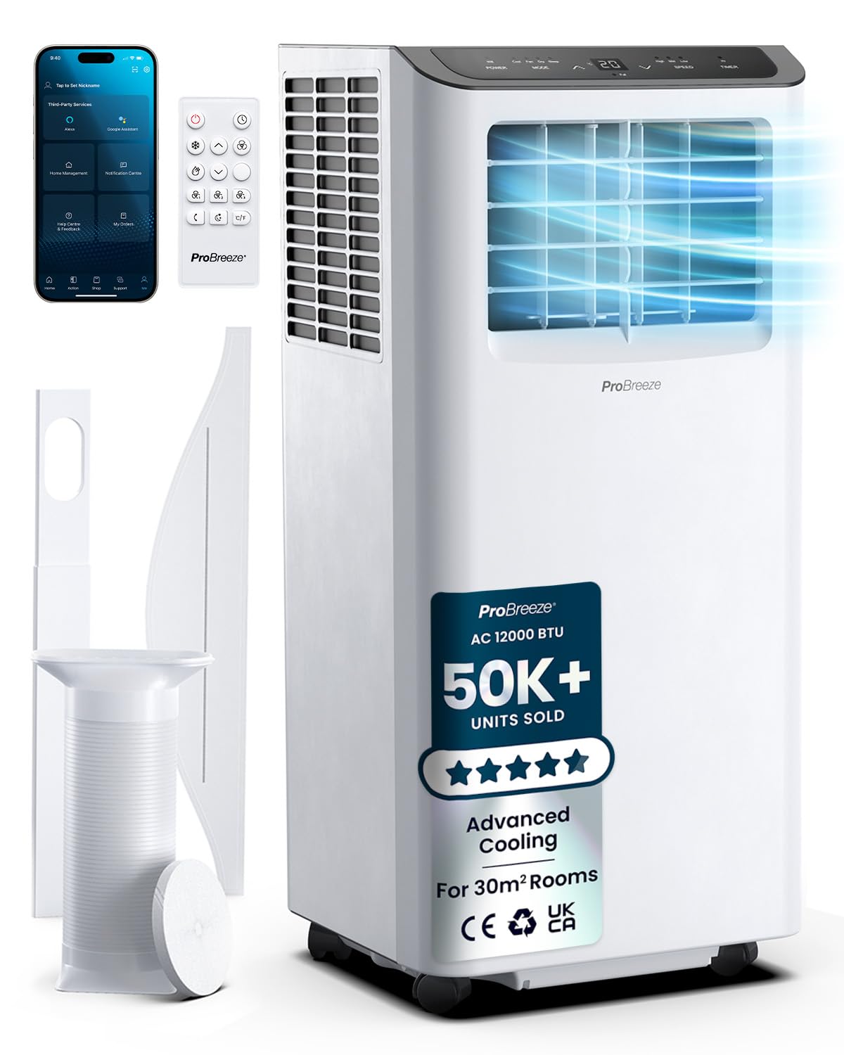 7000 BTU Portable Air Conditioner with Dehumidifier, Sleep Mode & Remote Control