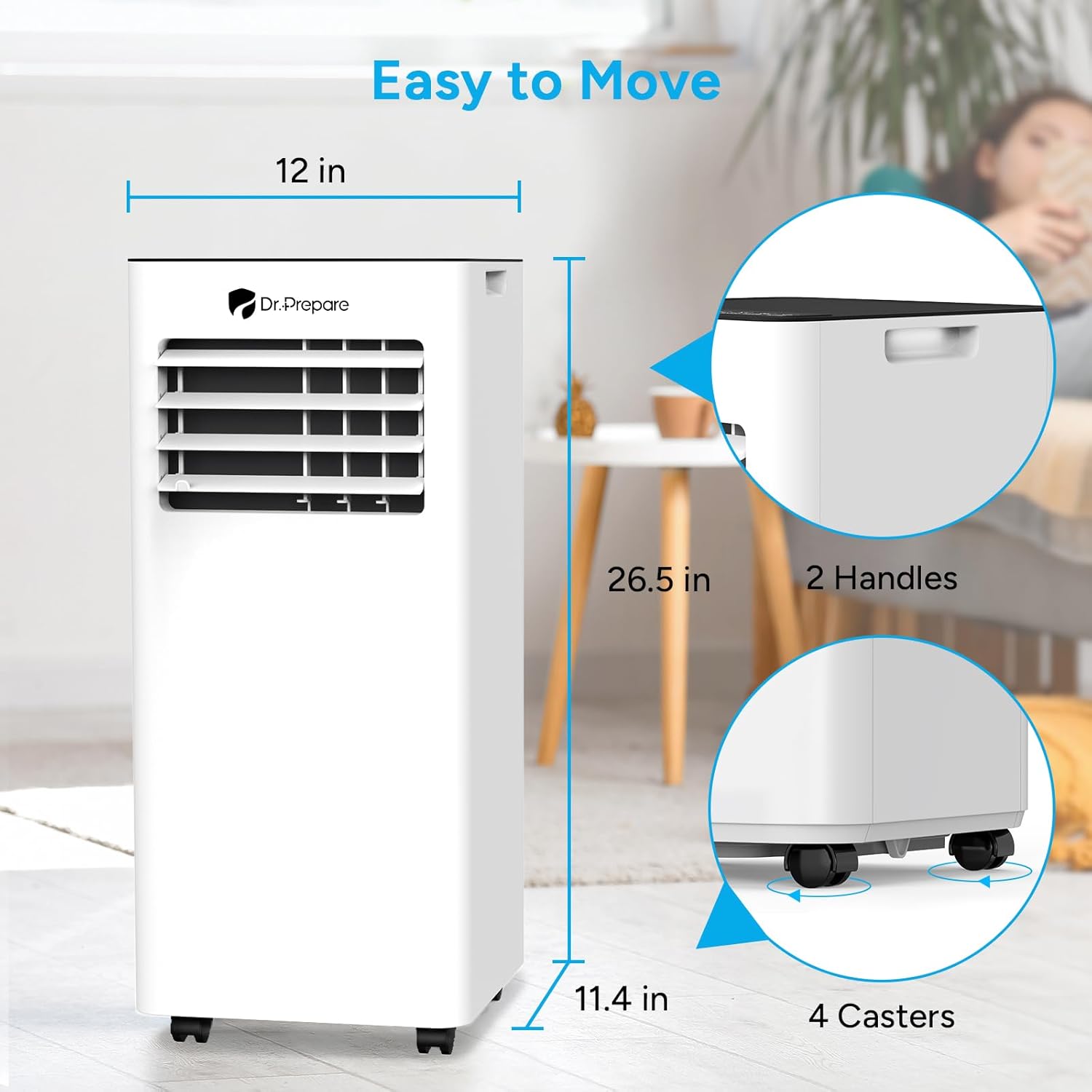 9000 BTU Portable Air Conditioner with WiFi, Dehumidifier & Fan Function