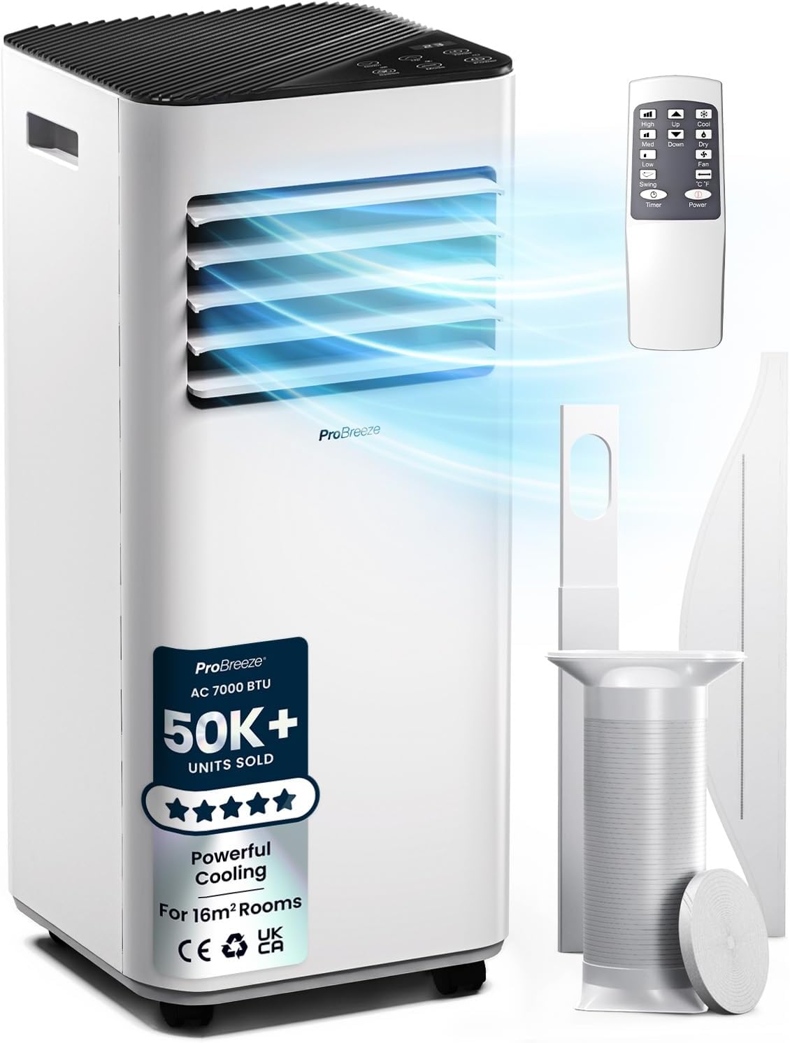 7000 BTU Portable Air Conditioner with Dehumidifier, Sleep Mode & Remote Control