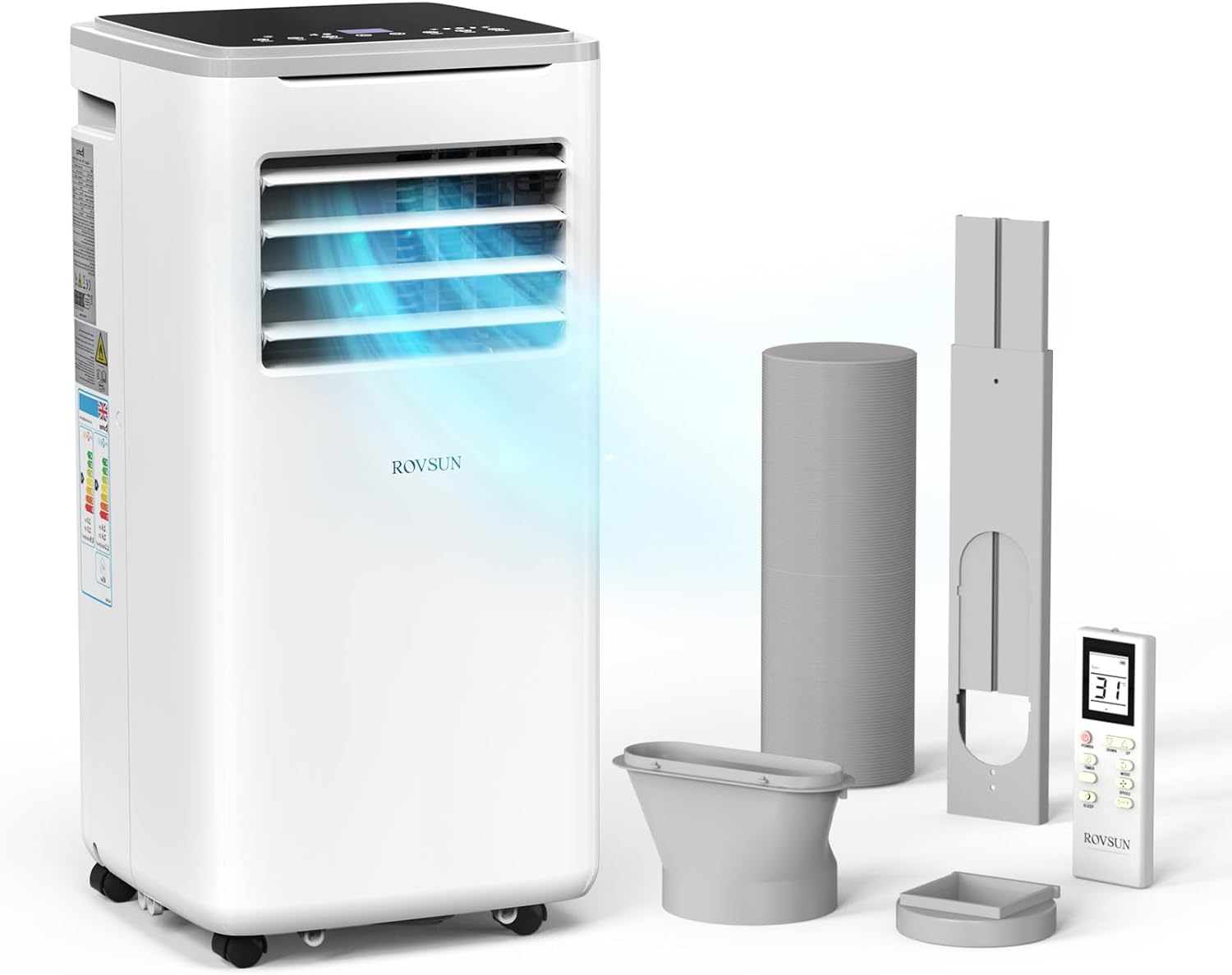 9000 BTU Portable Air Conditioner with Heating, Dehumidifier, Sleep Mode & Remote Control