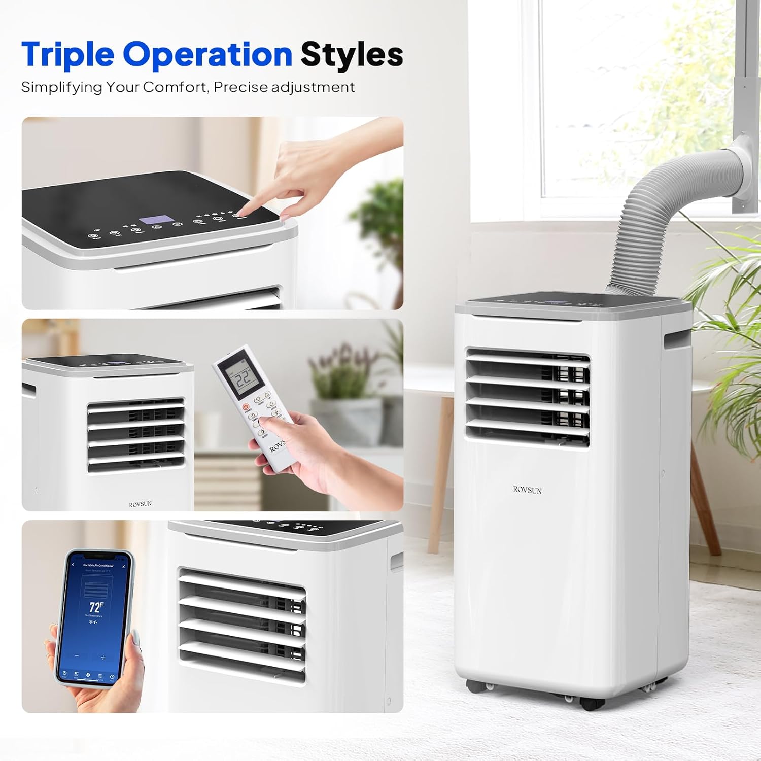 9000 BTU Portable Air Conditioner with Heating, Dehumidifier, Sleep Mode & Remote Control