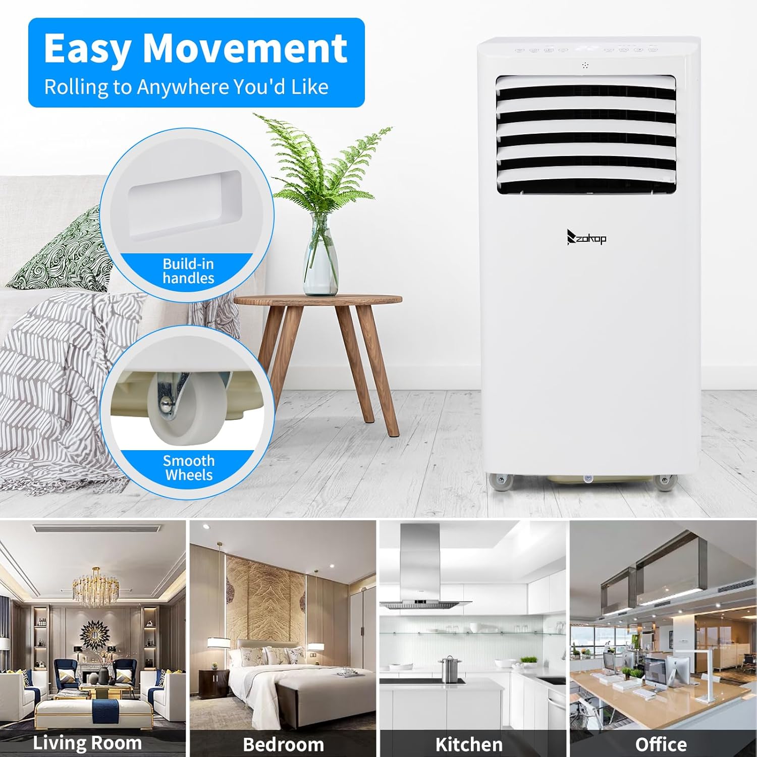 12000 BTU Portable Air Conditioner with Heating, Dehumidifier, WiFi & Remote Control