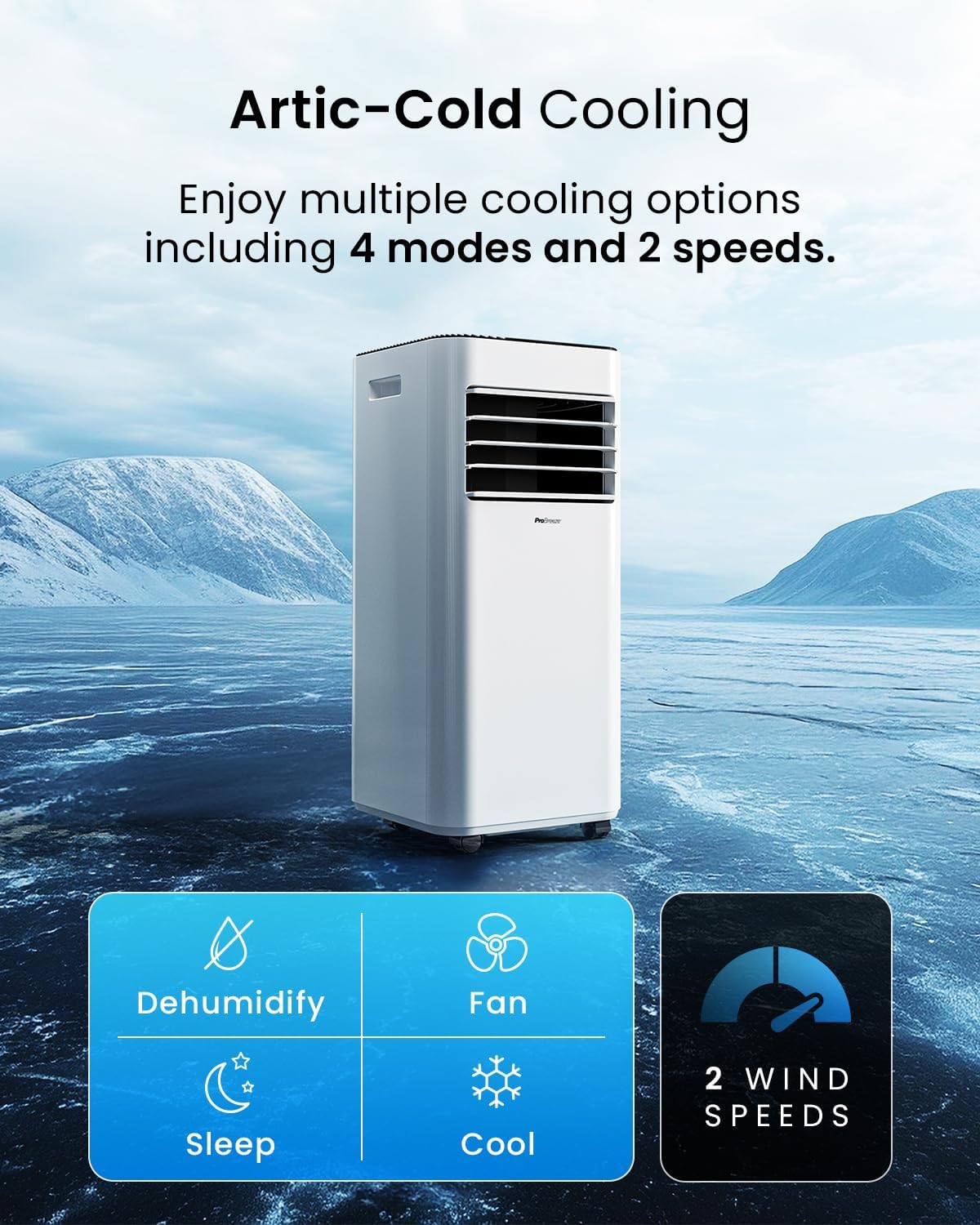 7000 BTU Portable Air Conditioner with Dehumidifier, Sleep Mode & Remote Control