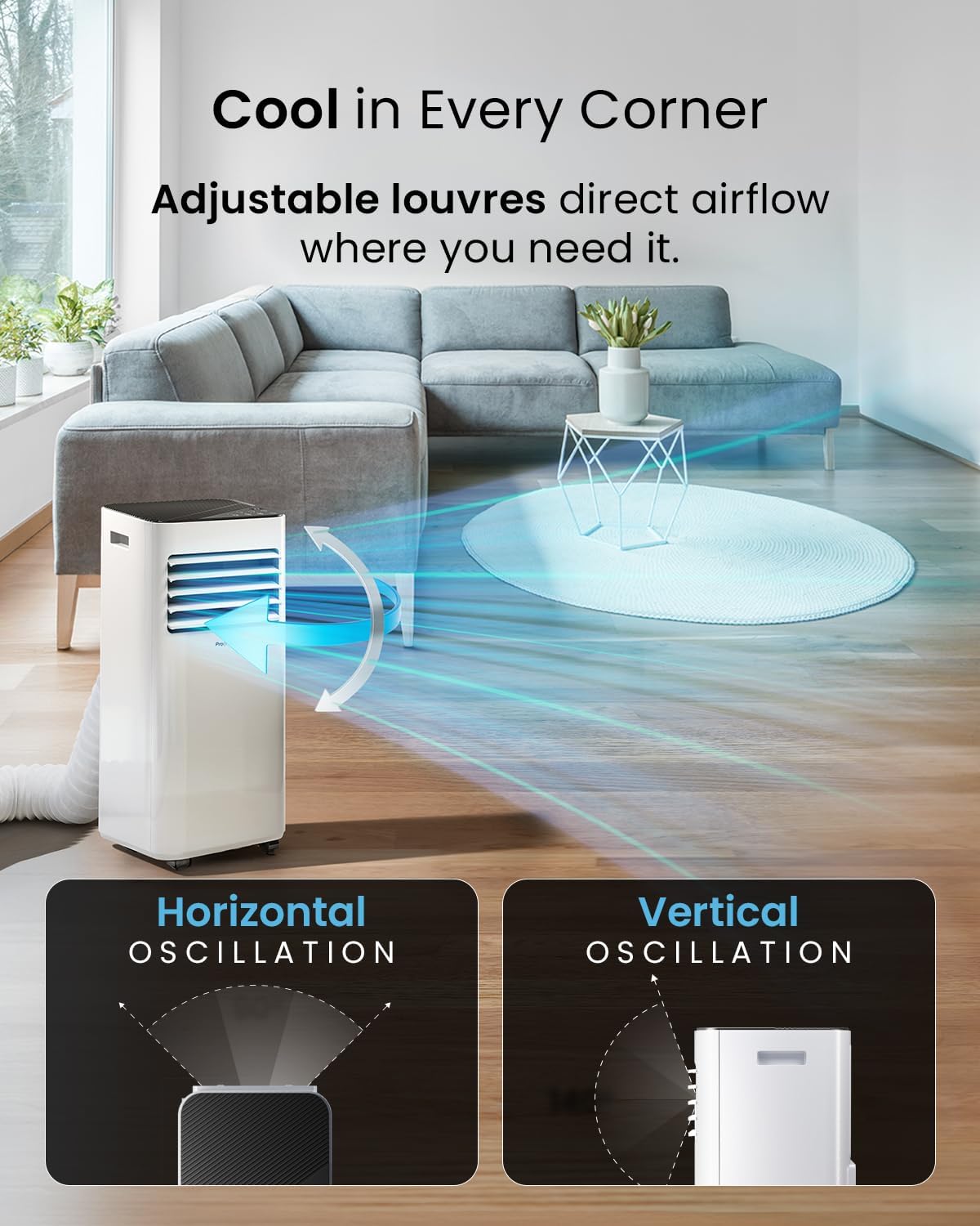 7000 BTU Portable Air Conditioner with Dehumidifier, Sleep Mode & Remote Control