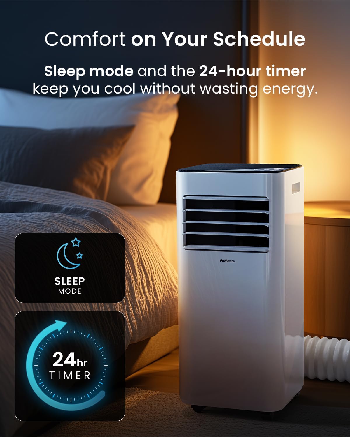 7000 BTU Portable Air Conditioner with Dehumidifier, Sleep Mode & Remote Control