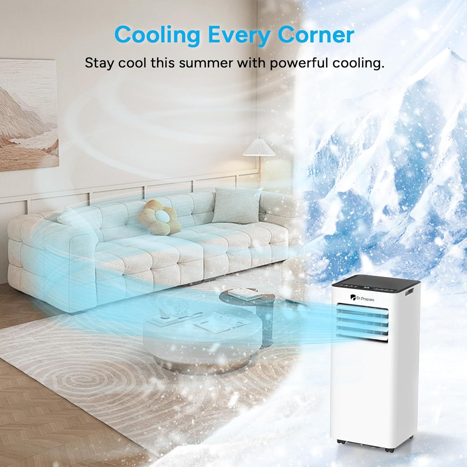 9000 BTU Portable Air Conditioner with WiFi, Dehumidifier & Fan Function