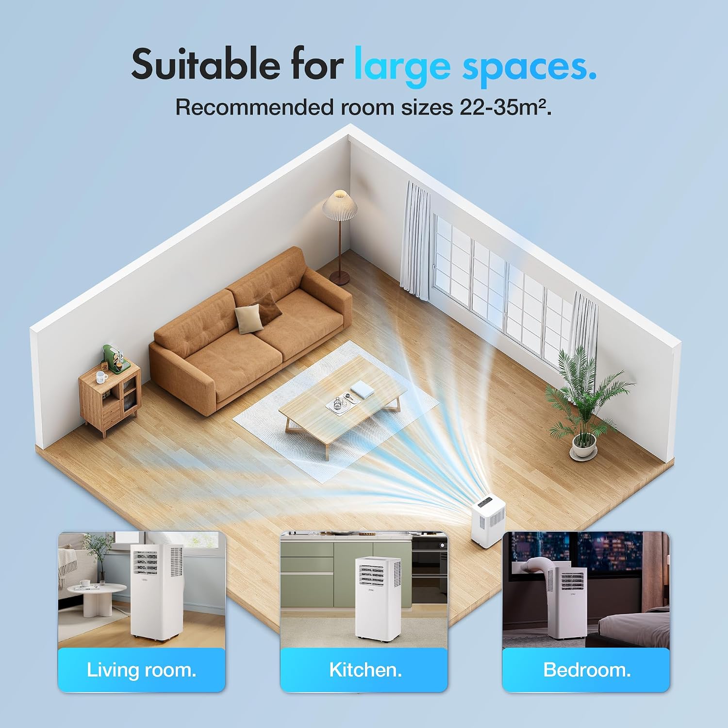 12000 BTU Portable Air Conditioner with WiFi, Dehumidifier, Sleep Mode & Remote Control