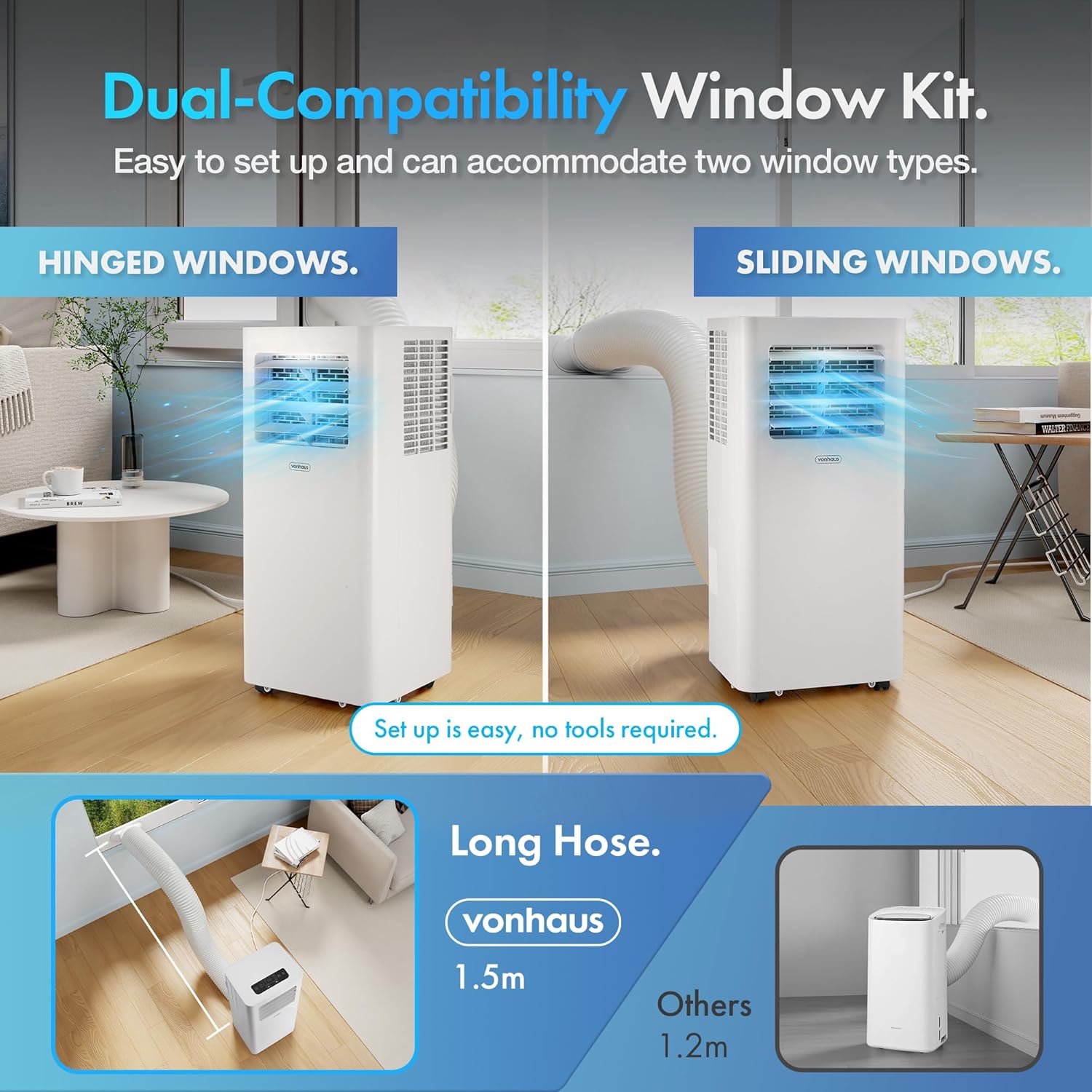 12000 BTU Portable Air Conditioner with WiFi, Dehumidifier, Sleep Mode & Remote Control
