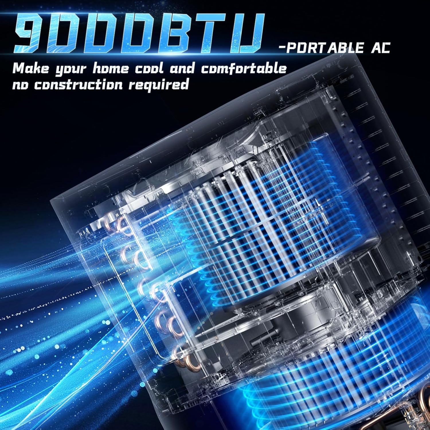 9000 BTU Portable Air Conditioner with Dehumidifier, Fan, Sleep Mode & Remote Control