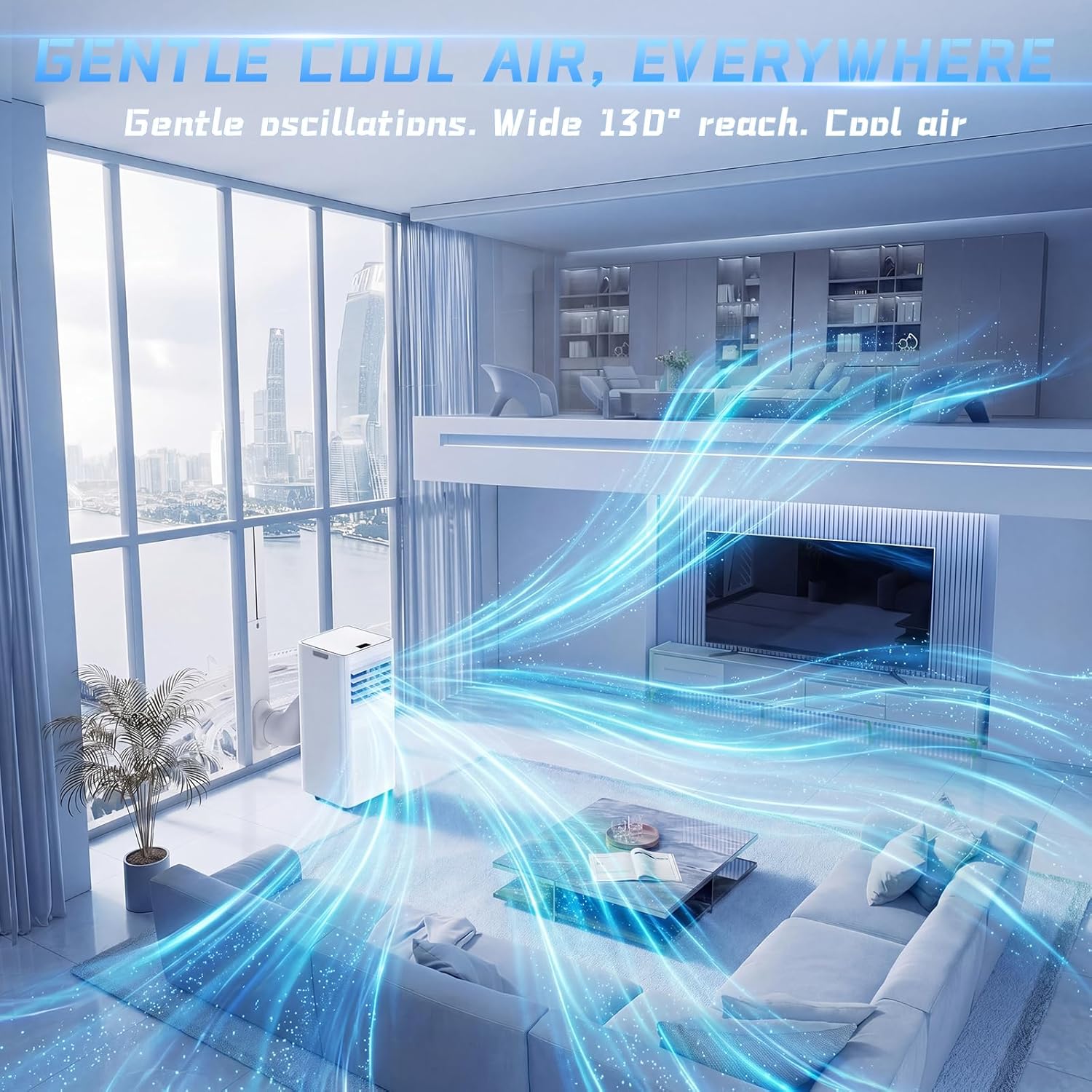 9000 BTU Portable Air Conditioner with Dehumidifier, Fan, Sleep Mode & Remote Control